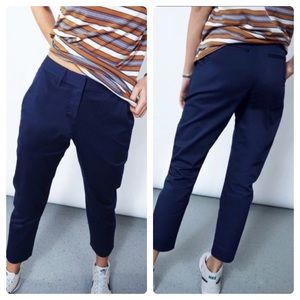 Wildfang Navy Ace Slim Cotton Crop Pants Sz 14